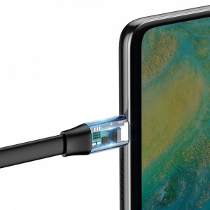 Плосък кабел за зареждане и данни BASEUS Simple HW USB Type A към USB Type C с бързо зареждане 3.0 5A 40W 0.23m (CATMBJ-BG1) сив - Img 6