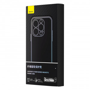 Подсилен гръб BASEUS Synthetic Fiber MagSafe и стъклен протектор - iPhone 14 Pro черен - Img 6