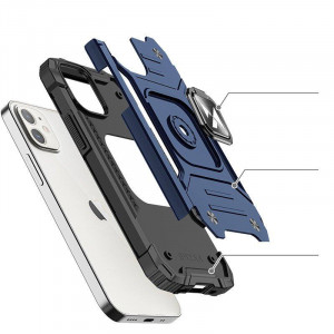 Подсилен гръб WOZINSKY Ring Armor със стойка - iPhone 14 Plus син - Img 3