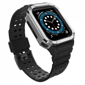 Подсилен калъф за корпус с каишка Protect - Apple Watch 41mm Series 9 / 41mm Series 8 / 41mm Series 7 / 40mm Series 6 / 40mm SE / 40mm Series 5 / 40mm Series 4 / 38mm Series 3 / 38mm Series 2 черен - Img 1