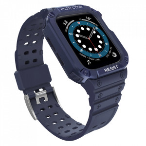 Подсилен калъф за корпус с каишка Protect - Apple Watch 41mm Series 9 / 41mm Series 8 / 41mm Series 7 / 40mm Series 6 / 40mm SE / 40mm Series 5 / 40mm Series 4 / 38mm Series 3 / 38mm Series 2 син - Img 1