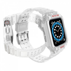 Подсилен калъф за корпус с каишка Protect - Apple Watch 41mm Series 9 / 41mm Series 8 / 41mm Series 7 / 40mm Series 6 / 40mm SE / 40mm Series 5 / 40mm Series 4 / 38mm Series 3 / 38mm Series 2 бял - Img 3