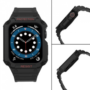 Подсилен калъф за корпус с каишка Protect - Apple Watch 41mm Series 9 / 41mm Series 8 / 41mm Series 7 / 40mm Series 6 / 40mm SE / 40mm Series 5 / 40mm Series 4 / 38mm Series 3 / 38mm Series 2 черен - Img 4