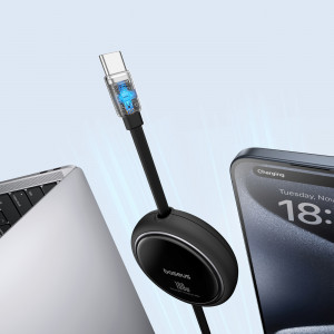 Прибиращ се кабел за зареждане и данни BASEUS Free2Draw Mini USB Type C към USB Type C 100W 1m черен - Img 4