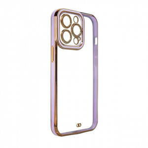 Прозрачен гръб с гел рамка Fashion - iPhone 12 Pro лилав - Img 1