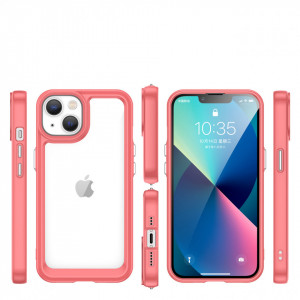 Прозрачен гръб с гел рамка Outer Space - iPhone 14 червен - Img 2
