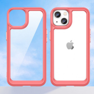 Прозрачен гръб с гел рамка Outer Space - iPhone 14 червен - Img 8