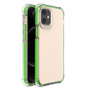 Прозрачен силиконов гръб с цветен кант Spring Armor - iPhone 12 mini зелен - Img 1