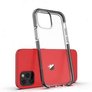 Прозрачен силиконов гръб с цветен кант Spring - iPhone 12 mini тъмносин - Img 3