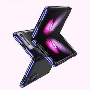 Прозрачен твърд калъф с цветна рамка Plating - Samsung Galaxy Fold син - Img 7