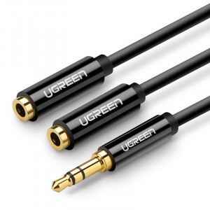 Разклонител за слушалки UGREEN мини жак 3.5mm към 2x мини жак 3.5mm 25cm (20816) черен - Img 1