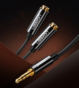 Разклонител за слушалки UGREEN мини жак 3.5mm към 2x мини жак 3.5mm 25cm (20816) черен - Img 2