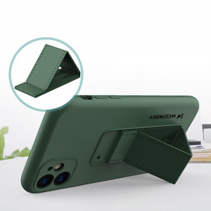 Силиконов гръб със стойка WOZINSKY Kickstand - iPhone 12 Pro сив - Img 2