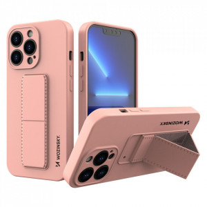 Силиконов гръб със стойка WOZINSKY Kickstand - iPhone 13 mini розов - Img 1