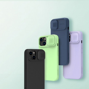 Силиконов гръб с подвижно покритие за камерата NILLKIN CamShield Silky Silicone - iPhone 14 среднощно синьо - Img 7