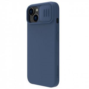 Силиконов гръб с подвижно покритие за камерата NILLKIN CamShield Silky Silicone - iPhone 14 Plus среднощно синьо - Img 3