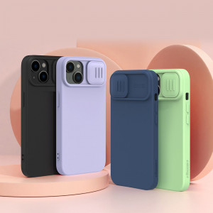 Силиконов гръб с подвижно покритие за камерата NILLKIN CamShield Silky Silicone - iPhone 14 Plus среднощно синьо - Img 15
