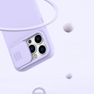 Силиконов гръб с подвижно покритие за камерата NILLKIN CamShield Silky Silicone - iPhone 14 Pro Max син - Img 11