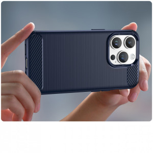 Силиконов гръб Carbon - iPhone 14 Pro Max син - Img 4