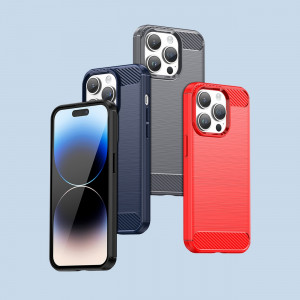 Силиконов гръб Carbon - iPhone 14 Pro Max син - Img 12