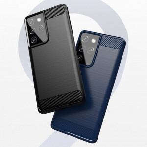 Силиконов гръб Carbon - Samsung Galaxy S21 Ultra 5G син - Img 6