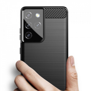 Силиконов гръб Carbon - Samsung Galaxy S21 Ultra 5G черен - Img 4