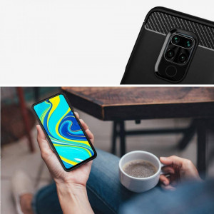 Силиконов гръб Carbon - Xiaomi Redmi 10X 4G / Redmi Note 9 черен - Img 3