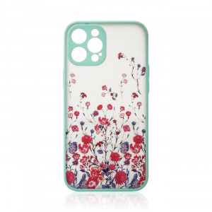 Силиконов гръб Design - iPhone 12 Pro светлосини цветя - Img 1