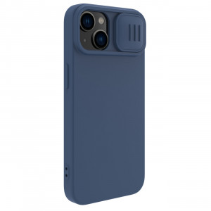 Силиконов калъф с подвижно покритие за камерата NILLKIN CamShield Silky Silicone - iPhone 15 Plus тъмносин - Img 4