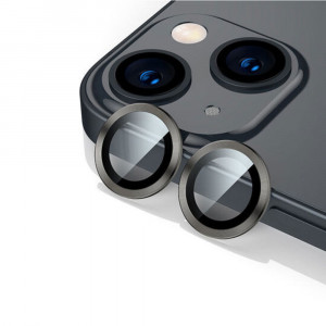 Стъклен протектор за камера DeTech, за iPhone 15 Plus, Черен - 52731 - Img 1