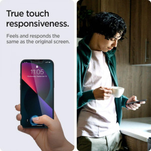 2 бр. закален стъклен протектор SPIGEN TR Ez Fit с инструмент за поставяне - iPhone 13 / 13 Pro - Img 15