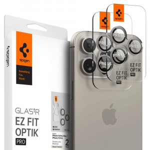 2 бр. протектор за камера SPIGEN Optik TR Ez Fit - iPhone 14 Pro / Pro Max / 15 Pro / Pro Max natural titanium - Img 1
