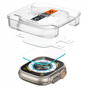 2 бр. стъклен протектор с инструмент за поставяне SPIGEN TR Ez Fit - Apple Watch Ultra 49mm / Ultra 2 49mm прозрачен - Img 5