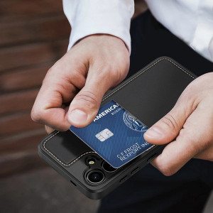 3 в 1 гръб със стойка и слот за карти Dux Ducis Rafi II MagSafe със система против кражба - Samsung Galaxy S24 черен - Img 8