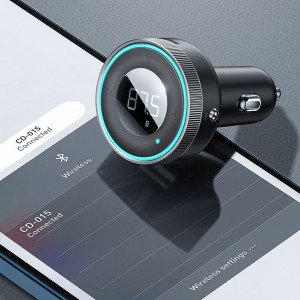Bluetooth 5.0 FM трансмитер за кола BASEUS Enjoy Car с два USB порта за зареждане и мини жак 3.5mm 3.4A (LED дисплей) (CCLH-01) черен - Img 14