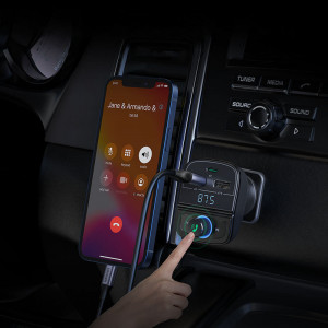 Bluetooth 5.0 FM трансмитер за кола UGREENсъс зарядно 3x USB Type A / четец за SD и Micro SD карти 4.8A (CD229) черен - Img 6