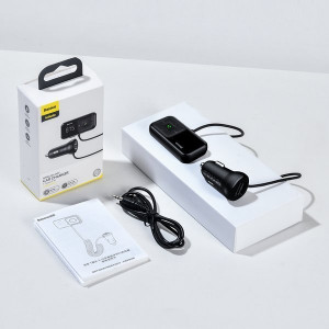 Bluetooth FM трансмитер за кола BASEUS S-16 със зарядно (Overseas edition) черен - Img 5