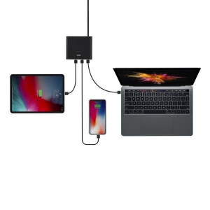 USB хъб UNIQ Surge 90W 2x USB Type A Quick Charge 3.0 / 2x USB Type C Power Delivery 3.0 (LITHOS Collective) черен графит - Img 8