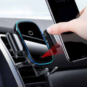 Автоматична смарт стойка за телефон за кола тип скоба за вентилационен отвор BASEUS Smart Vehicle с безжично зарядно Qi 15W (WXHW03-01) черна - Img 12