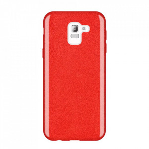 Блестящ гръб WOZINSKY Glitter - Samsung Galaxy J6 червен