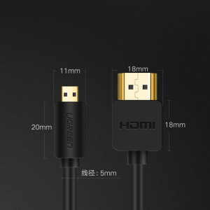 Видео кабел UGREEN HDMI към Micro HDMI 19 pin 2.0v 4K 60Hz 30AWG 1.5m черен (30102) - Img 12