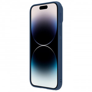 Гръб от естествена кожа с подвижно покритие за камерата NILLKIN CamShield Leather S - iPhone 14 Pro син - Img 6