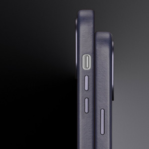 Гръб от естествена кожа DUX DUCIS Naples MagSafe - iPhone 14 син - Img 4