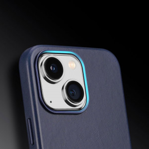 Гръб от естествена кожа DUX DUCIS Naples MagSafe - iPhone 14 Plus син - Img 4