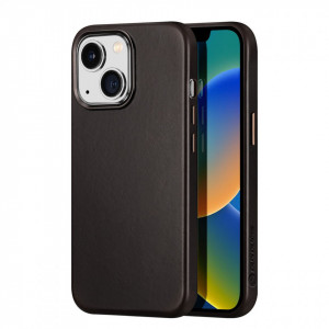 Гръб от естествена кожа DUX DUCIS Naples MagSafe - iPhone 14 Plus тъмнокафяв - Img 1