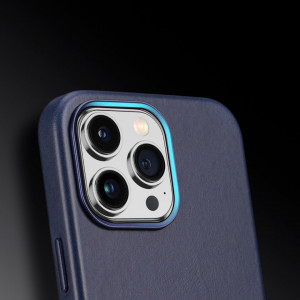 Гръб от естествена кожа DUX DUCIS Naples MagSafe - iPhone 14 Pro син - Img 4