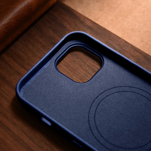 Гръб от естествена кожа iCARER Leather MagSafe - iPhone 14 Plus син - Img 19