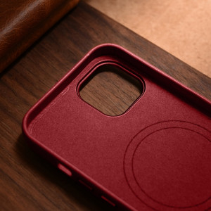 Гръб от естествена кожа iCARER Leather MagSafe - iPhone 14 Plus червен - Img 19