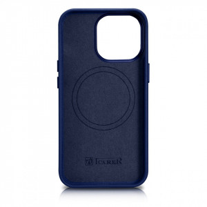 Гръб от естествена кожа iCARER Leather MagSafe - iPhone 14 Pro Max син - Img 3