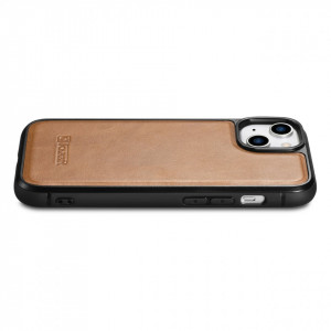 Гръб от естествена кожа iCARER Leather Oil Wax MagSafe - iPhone 14 кафяв - Img 9
